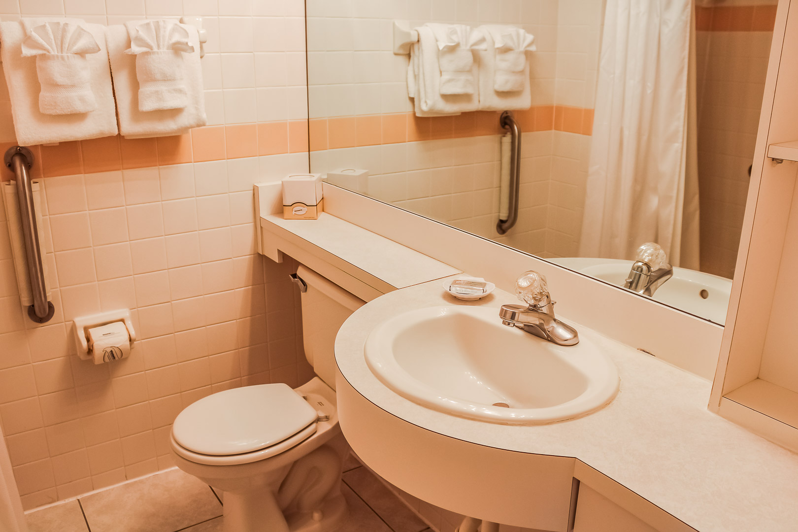 A clean bathroom at VRI's Berkshire on the Ocean in Florida.